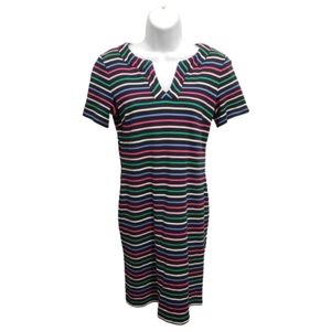 Women's Multicolored Striped Short Sleeve Cotton Dress Size S